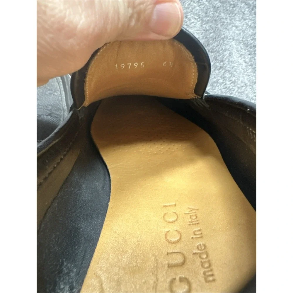 Gucci Mens Black GG Canvas Leather Loafers Drivers Shoes Size 6.5‎ D Made Italy